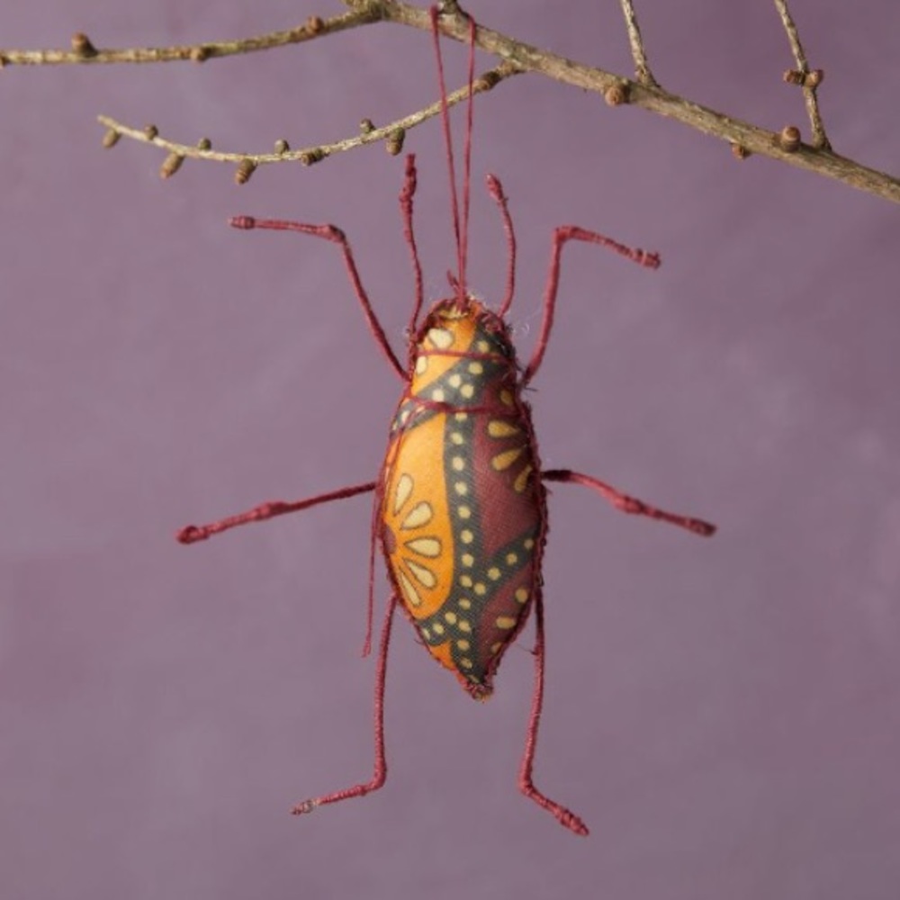- Anthropologie Recycled Sari Fabric Bug Ornament NWT